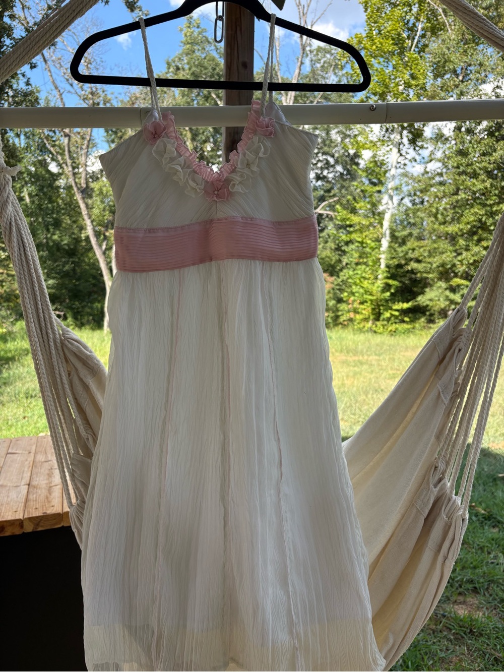 Pura Vida White Sundress with Pink Waistband and Trim